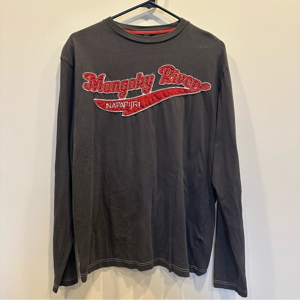 Men’s Napapijri brown long sleeve t-shirt size L stitched logo soft